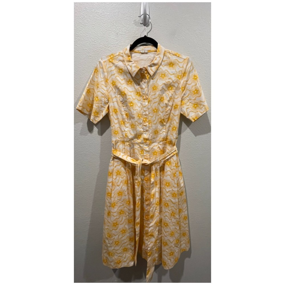 BODEN Yellow Floral Anastasia Short Sleeve Shirt Dress - Picture 2 of 4